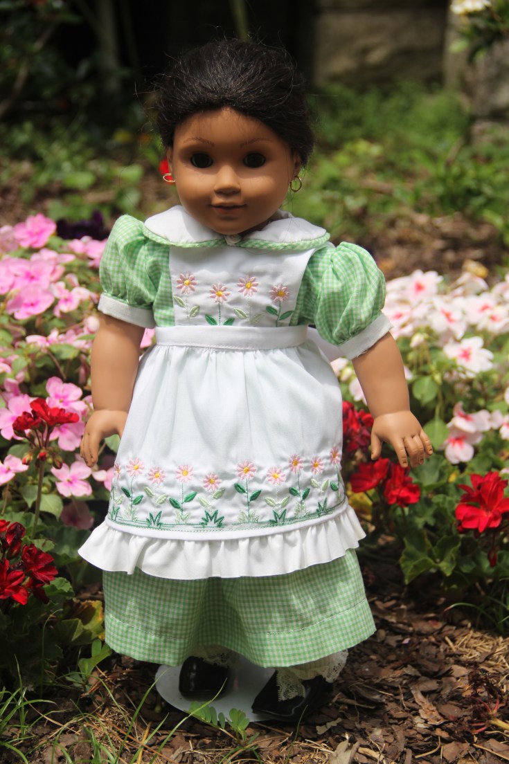 Gardening Apron for 18" on American girl. Dress made by Stitching with Elli