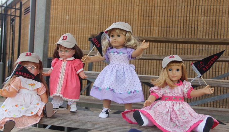 The Dolls go to a baseball game- 18" in. doll adventures by Stitching with Elli