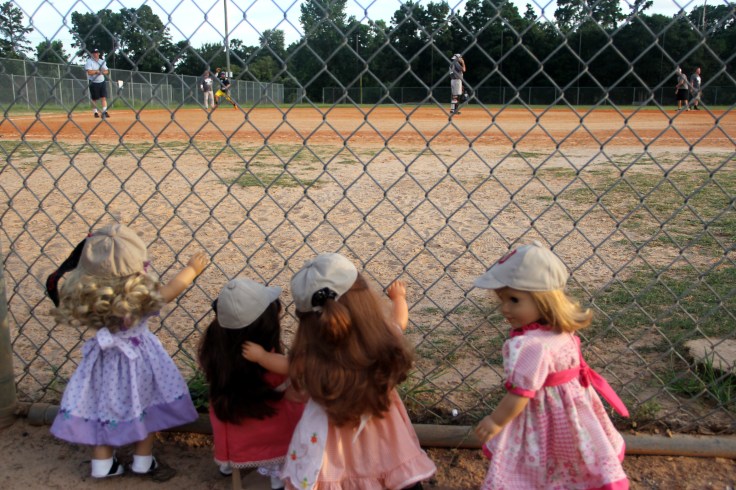 The Dolls go to a baseball game- 18" in. doll adventures by Stitching with Elli