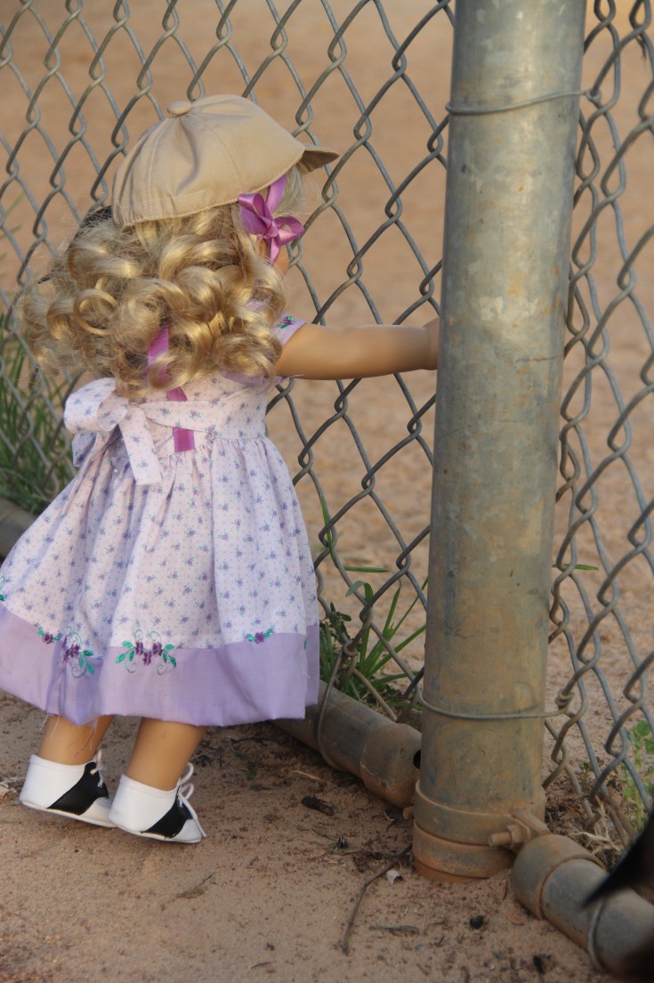 The Dolls go to a softball game- 18" in. Doll adventures by Stitching with Elli