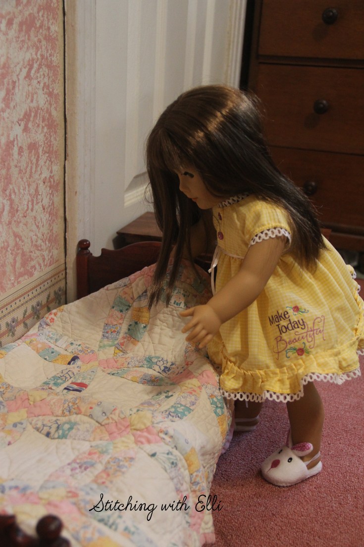 Make the bed when you get up, it makes the day go better- a 18" doll adventure by Stitching with Elli
