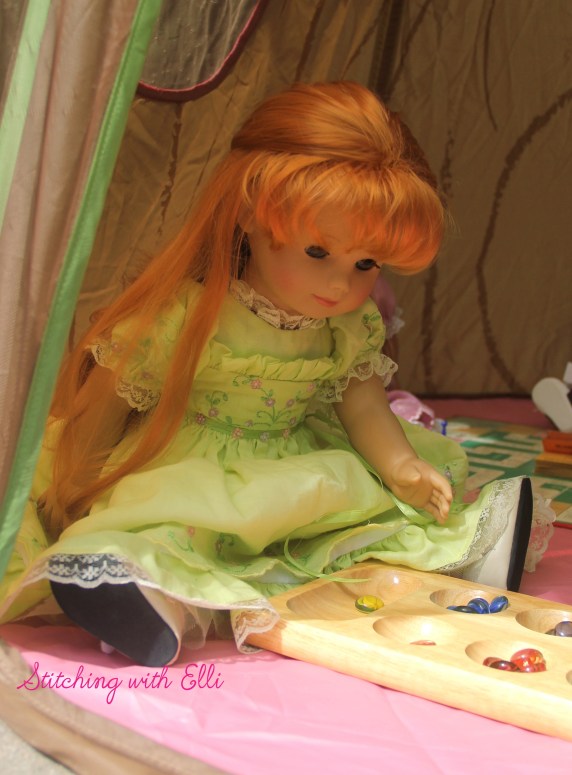 Bonnie is studying her moves very hard!- a 18" doll adventure by Stitching with Elli