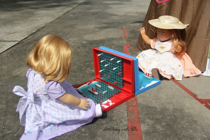 Nellie plays battleship with Ellen- a 18" doll adventure by Stitching with Elli