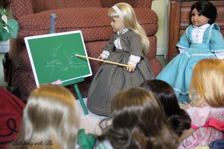 The Dolls get a history lesson about the Civil war- a 18" doll adventure by Stitching with Elli