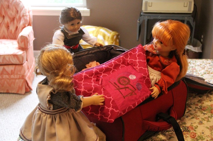 Pack the knitting!- a 18" doll adventure by Stitching with Elli