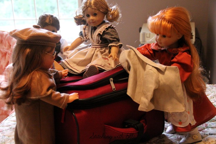 Bonnie makes sure to pack a jacket for the cool fall weather- a 18" doll adventure by Stitching with Elli