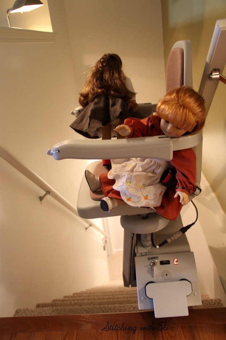 the Dolls explore a lift chair- a 18" doll story by Stitching with Elli