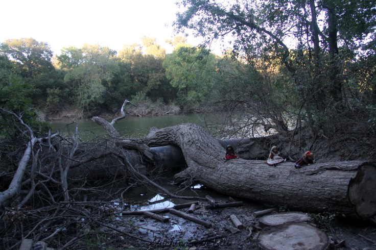 Hiking is fun! the dolls explore cameron park in Waco Tx- a 18" doll photo story by Stitching with Elli