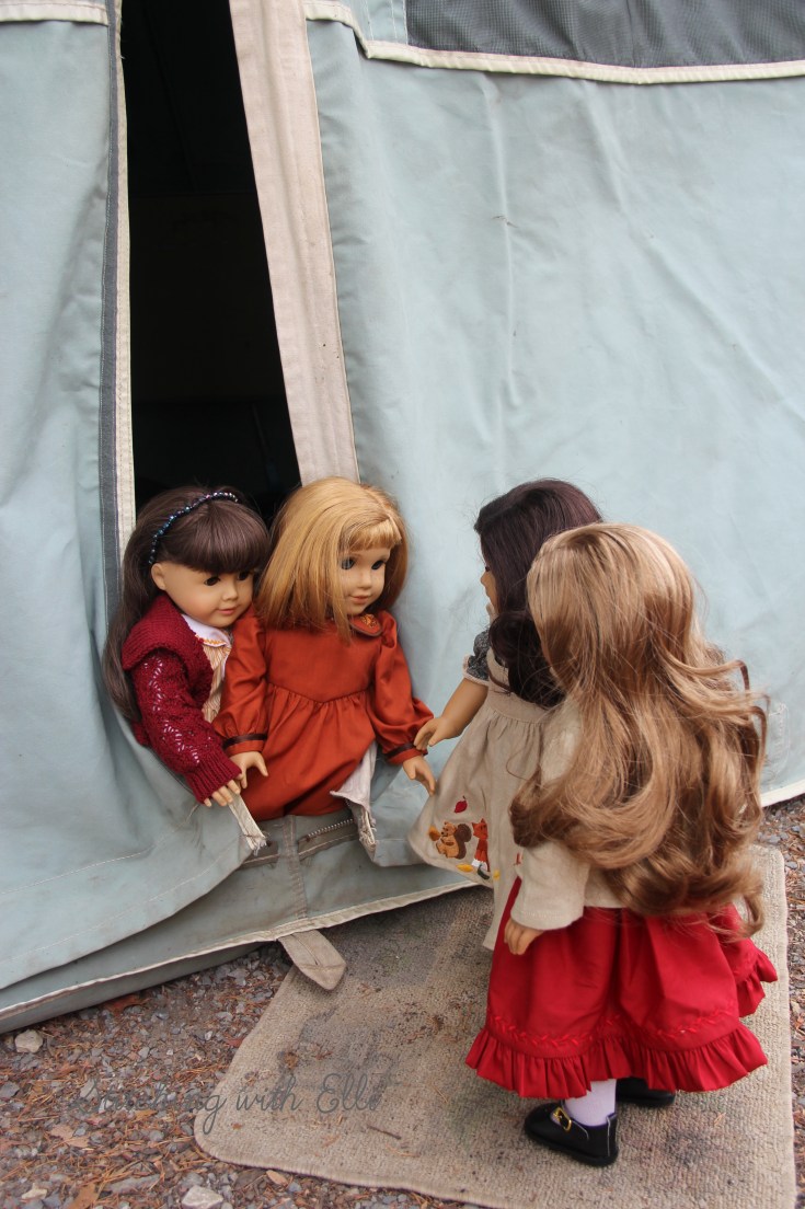 The dolls go camping in a vintage camper- a 18" doll story with American Girl dolls by Stitching with Elli