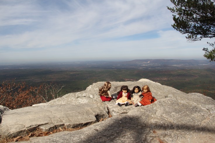 The dolls are hiking in AL- a Doll story with 18" american girl doll by stitching with Elli