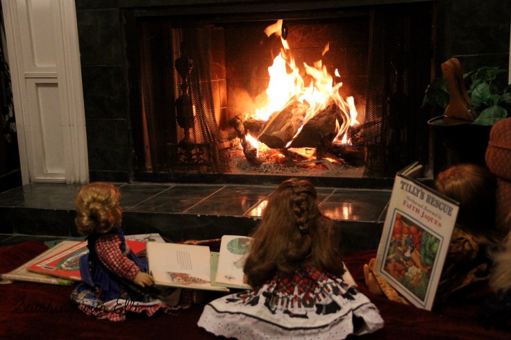 Reading Christmas books by the fire- Christmas with the american girls by Stitching with Elli