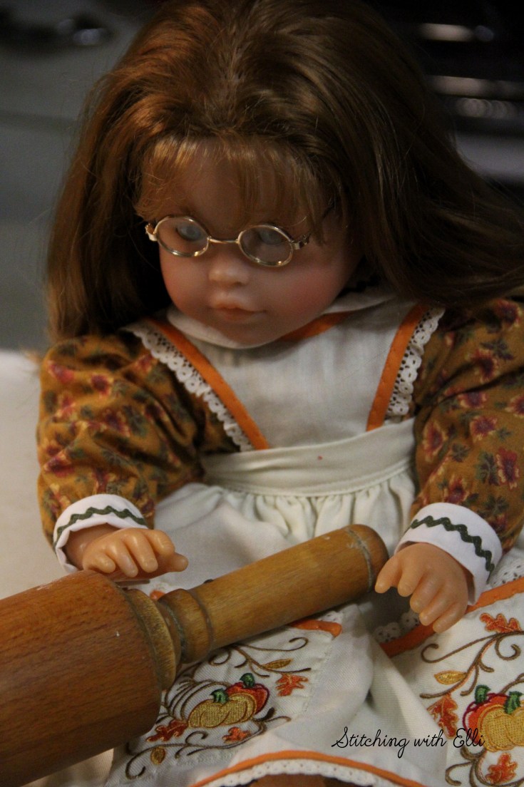 Ellen is making pie crusts- a 18" doll story by Stitching with Elli