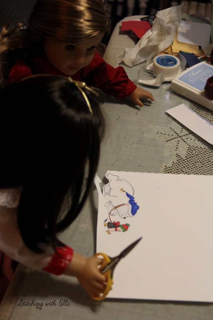 The dolls make Christmas card!- A doll story by Stitching with Elli