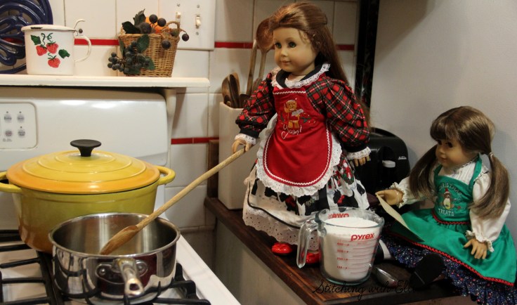 The Dolls bake Christmas Cookies- a 18" doll story by Stitching with Elli
