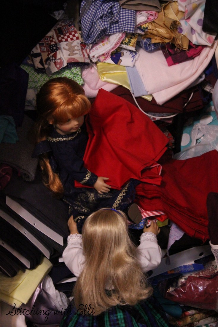 Picking out a fabric for a new dress!- A doll Christmas story by Stitching with Elli