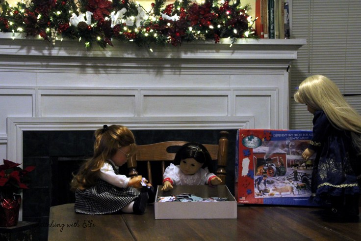 Spending time together working on a puzzle is a fun thing to do around Christmas time- by Stitching with Elli