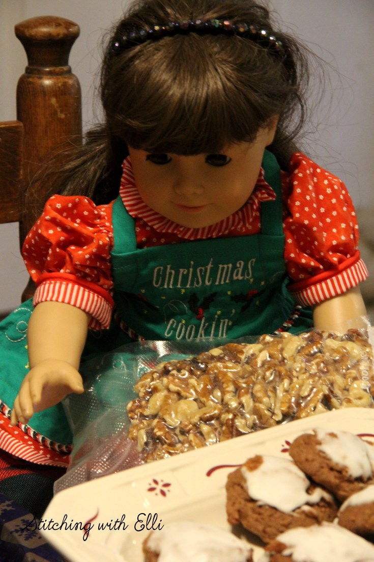 Samantha is getting ready to pack the box for the soldiers- American Girl photo story by Stitching with Elli