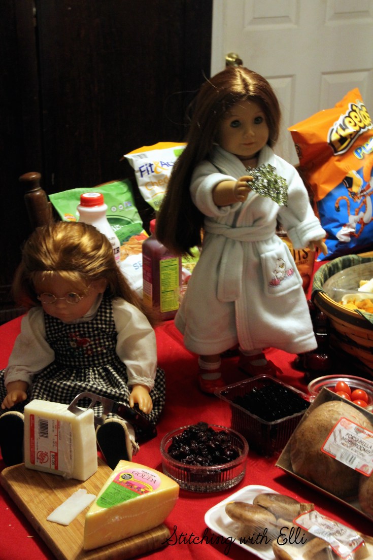 Ellen is trying to give the dolls healthy options for New year's eve- by Stitching with Elli