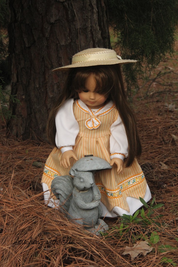 The dolls are ready to work in the garden!- a 18" doll story by stitching with Elli