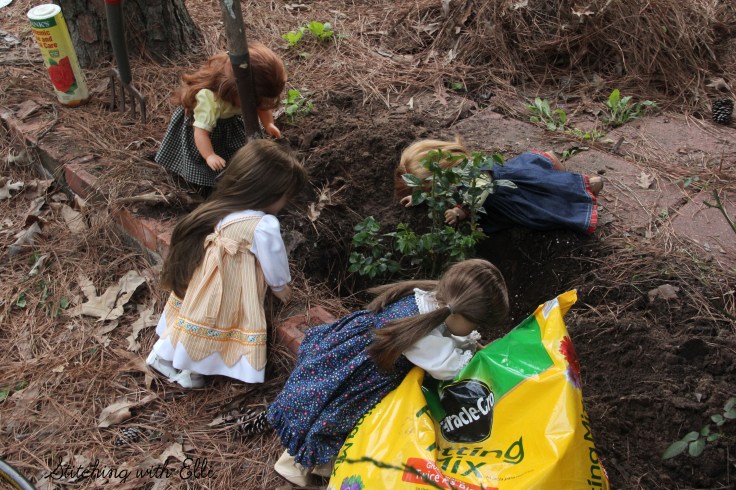 Planting a rose- a 18" doll adventure with Nellie by Stitching with Elli