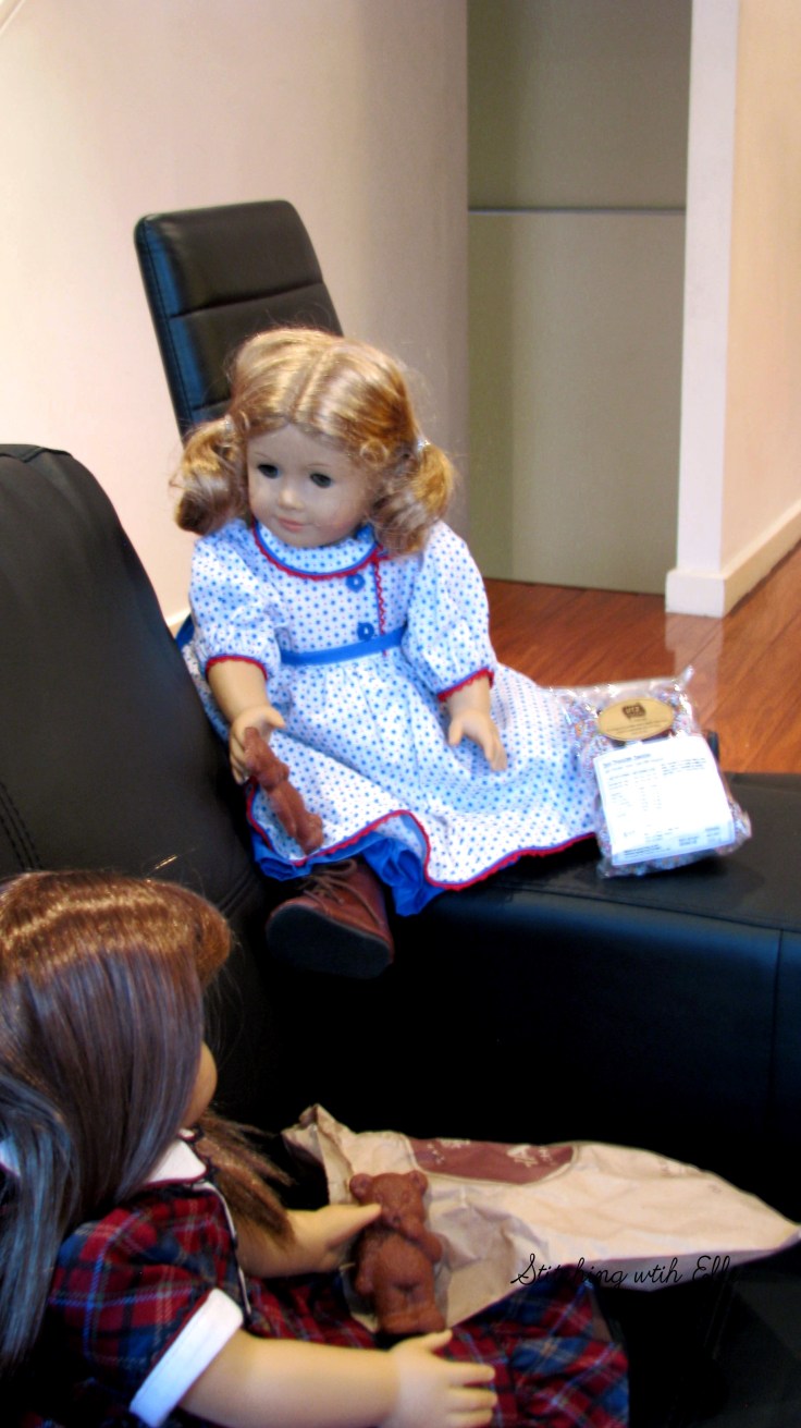 The Dolls enjoy Haigh's chocolate in Adalaide Australia- see the whole story on my blog www.stitchingwithelli.com