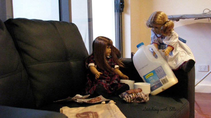 The Dolls enjoy Haigh's chocolate in Adalaide Australia- see the whole story on my blog www.stitchingwithelli.com