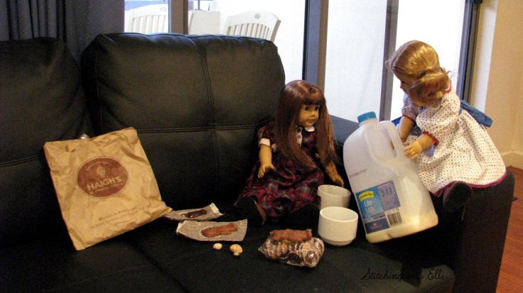 The Dolls enjoy Haigh's chocolate in Adalaide Australia- see the whole story on my blog www.stitchingwithelli.com