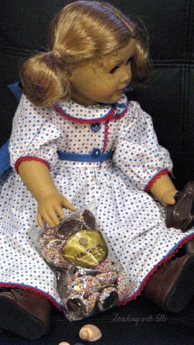 The Dolls enjoy Haigh's chocolate in Adalaide Australia- see the whole story on my blog www.stitchingwithelli.com