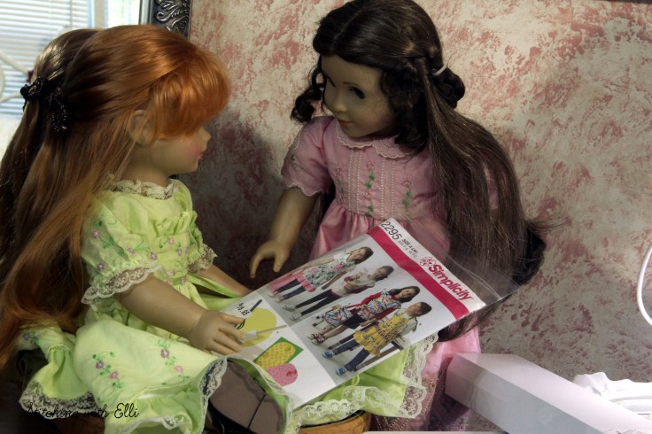 Marie-grace and Bonnie pick a pattern to sew... see more stories on my blog www.stitchingwithelli.com