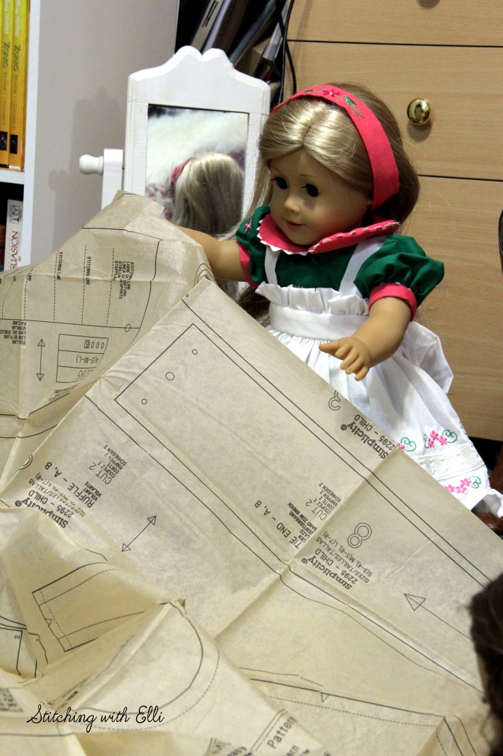 Charlotte is busying sewing!- read the story and more 18" doll adventures on my blog www.stitchingwithelli.com