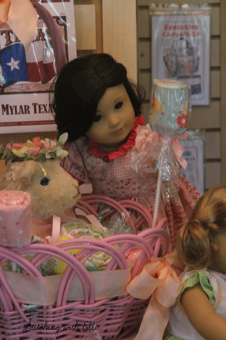 Dolls in a scrapbooking store- see the whole story on www.stitchingwithelli.com