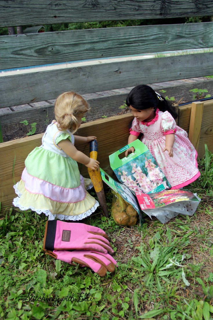 Josefina and Debbie are going to plant bulbs- see the whole story on www.stitchingwithelli.com